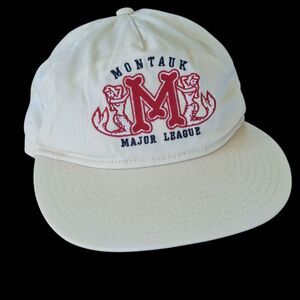 Anthropologie Coney Island Picnic Montauk Major League Cap Baseball Hat Ivory